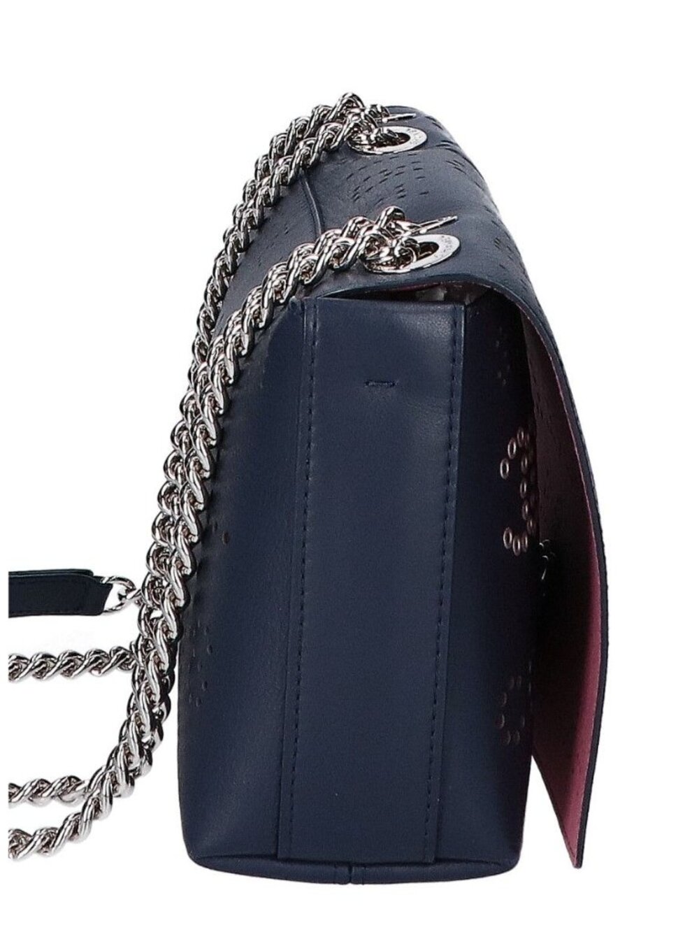 Chanel Perforated Logo Single Flap Chain Bag Navy - Picture 4 of 8